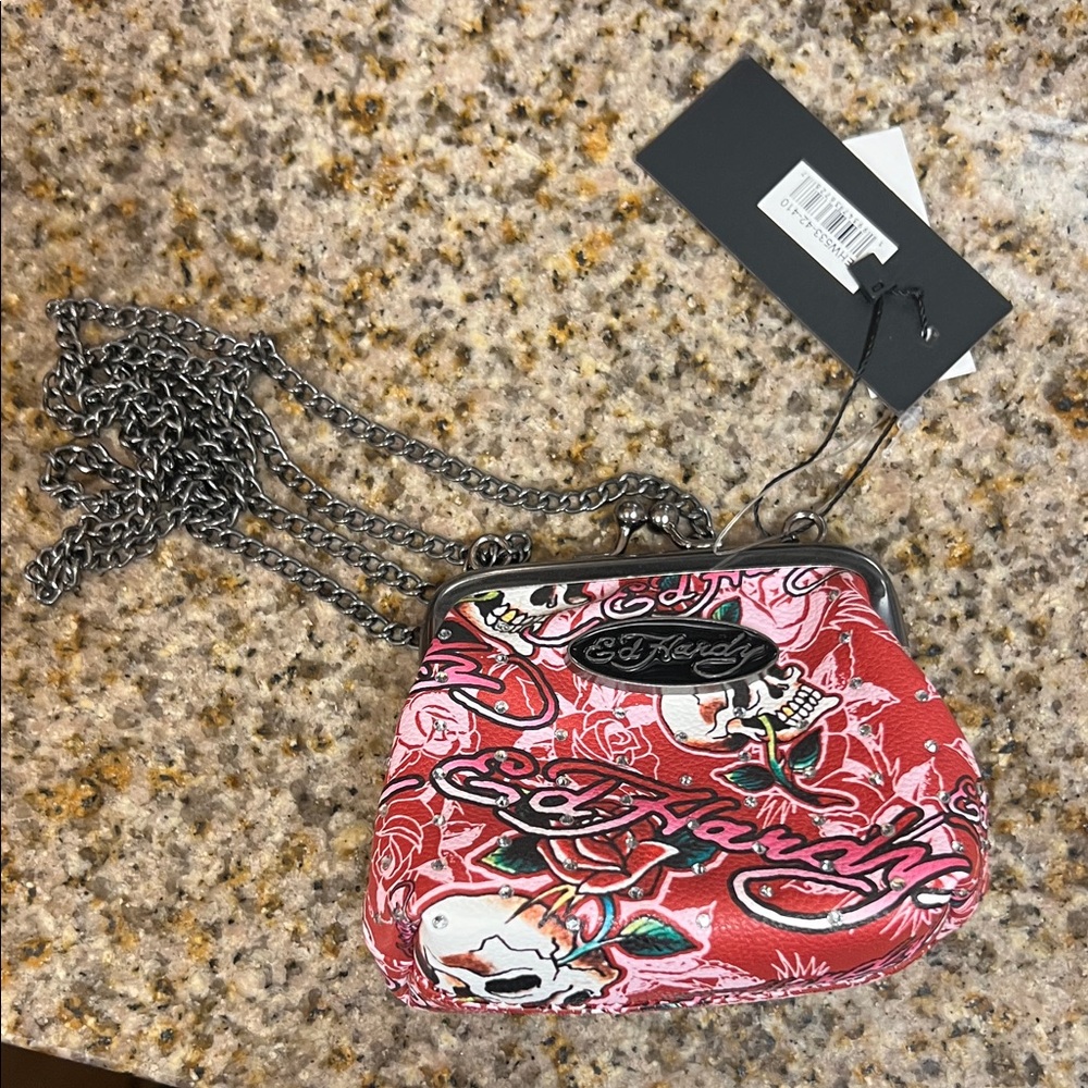 Ed Hardy Red Skull Chain Wristlet